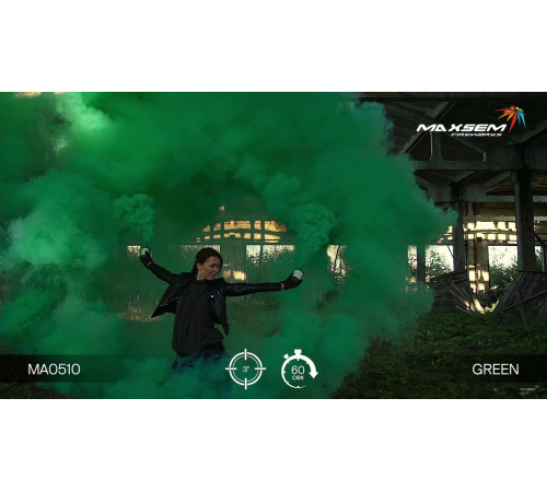 Зелёный цветной дым в банке 60 секунд «Smoking Pot» Maxsem MA0510 Green
