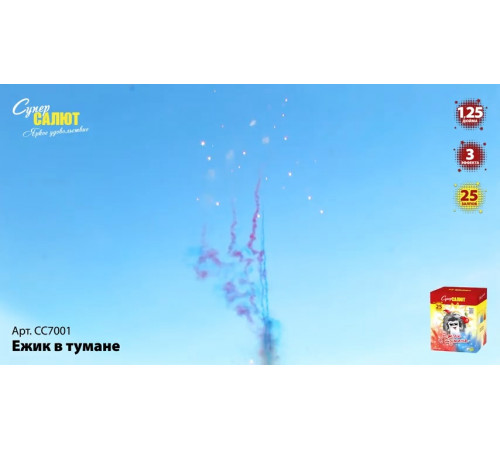 Дневной фейерверк 25 залпов «Ёжик в тумане» Супер салют СС7007 