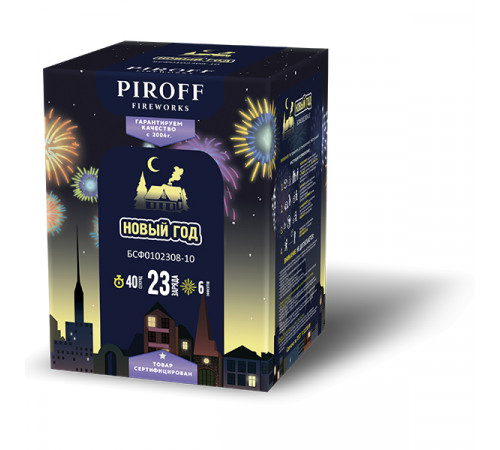 Фейерверк с фонтаном 23 залпа «Новый Год» Piroff БСФ0802308-10