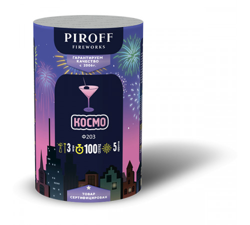 Фейерверк фонтан 100 секунд «Космо» Piroff Ф203
